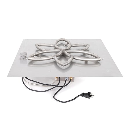 The Outdoor Plus 18 x 18 Square Flat Pan, 12 Lotus Stainless Steel Burner, Spark Ignition w/Flame Sense, Natural Gas OPT-FSLB18FSEN-NG